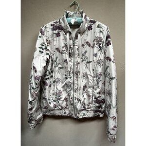 Ilse Jacobsen Womens Bloom01 Floral Print Zip Up Insulated Bomber Jacket Size 10